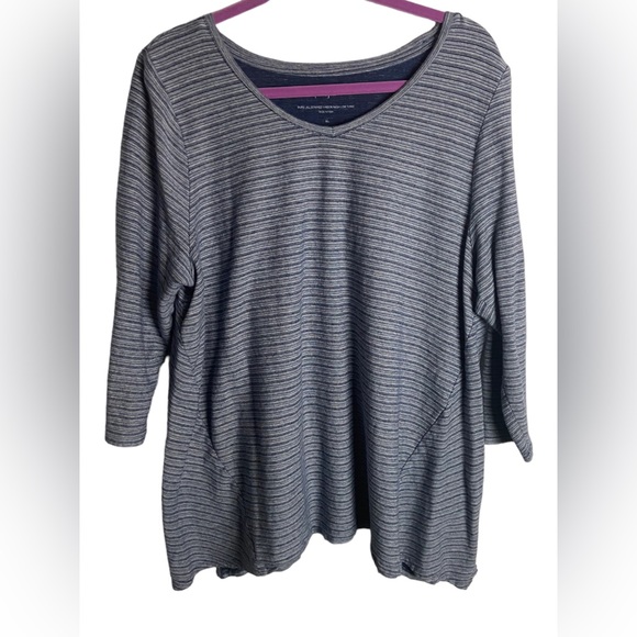 J. Jill Tops - J Jill Size Xl Pure Jill Stripped V Neck High low Tunic Blue